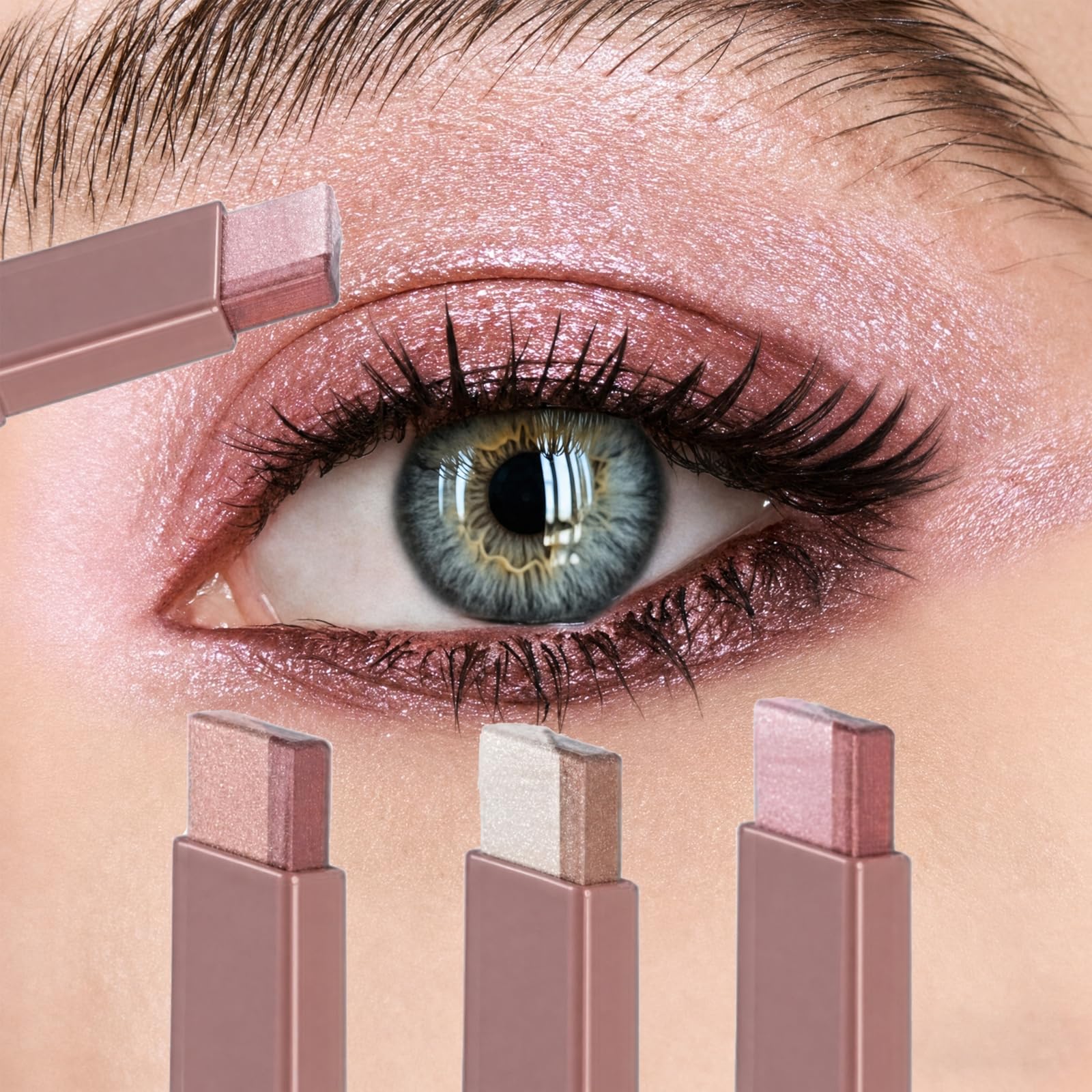 3 Pcs Two-Color Shimmer Eyeshadow Stick Set (#01#02#03)