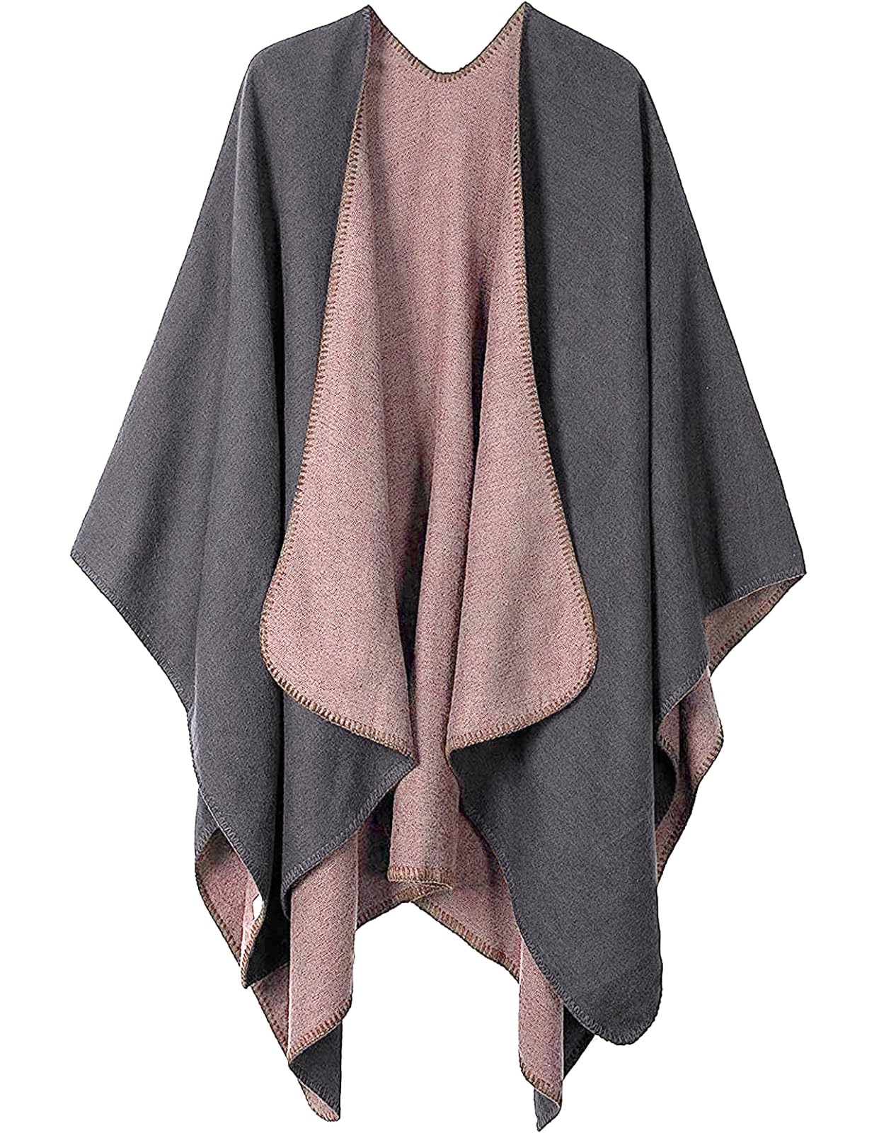 pameila Women's Travel Plaid Shawl Wraps Open Front Poncho Cape Warm Oversized Sweaters Casual Cardigan Shawls for Fall Winter,Series 02-Pink Black, Series 2-pink Black, One Size-picture-21