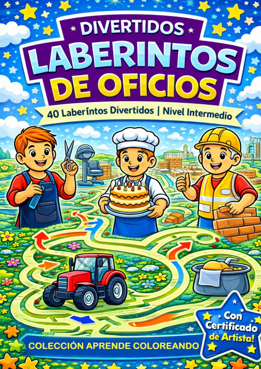 DIVERTIDOS LABERINTOS DE OFICIOS: 40 Laberintos Divertidos para Niños y Niñas de 5 a 7 Años | Nivel Intermedio: Aprende jugando con profesiones ... concentración (Colección Aprende Coloreando)