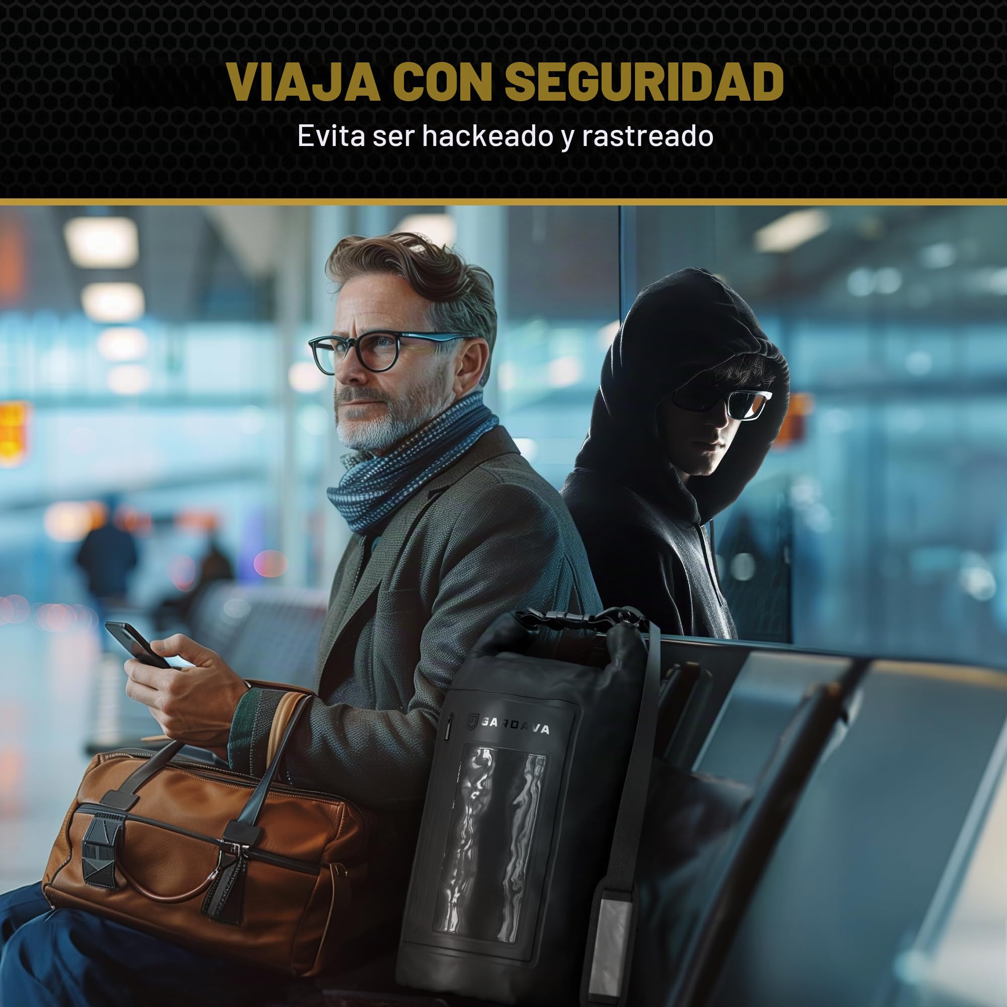 Faraday bolsa impermeable: jaula EMP impermeable para portátiles y teléfonos, grandes bolsas Go Dark, negro