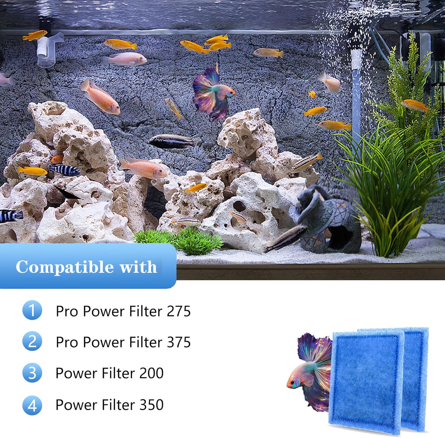 Cartucho de filtro de acuario, paquete de 32 cartuchos de repuesto de filtro de tamaño C compatibles con filtros de alimentación Penguin PRO 275/375/filtros de alimentación 200/350