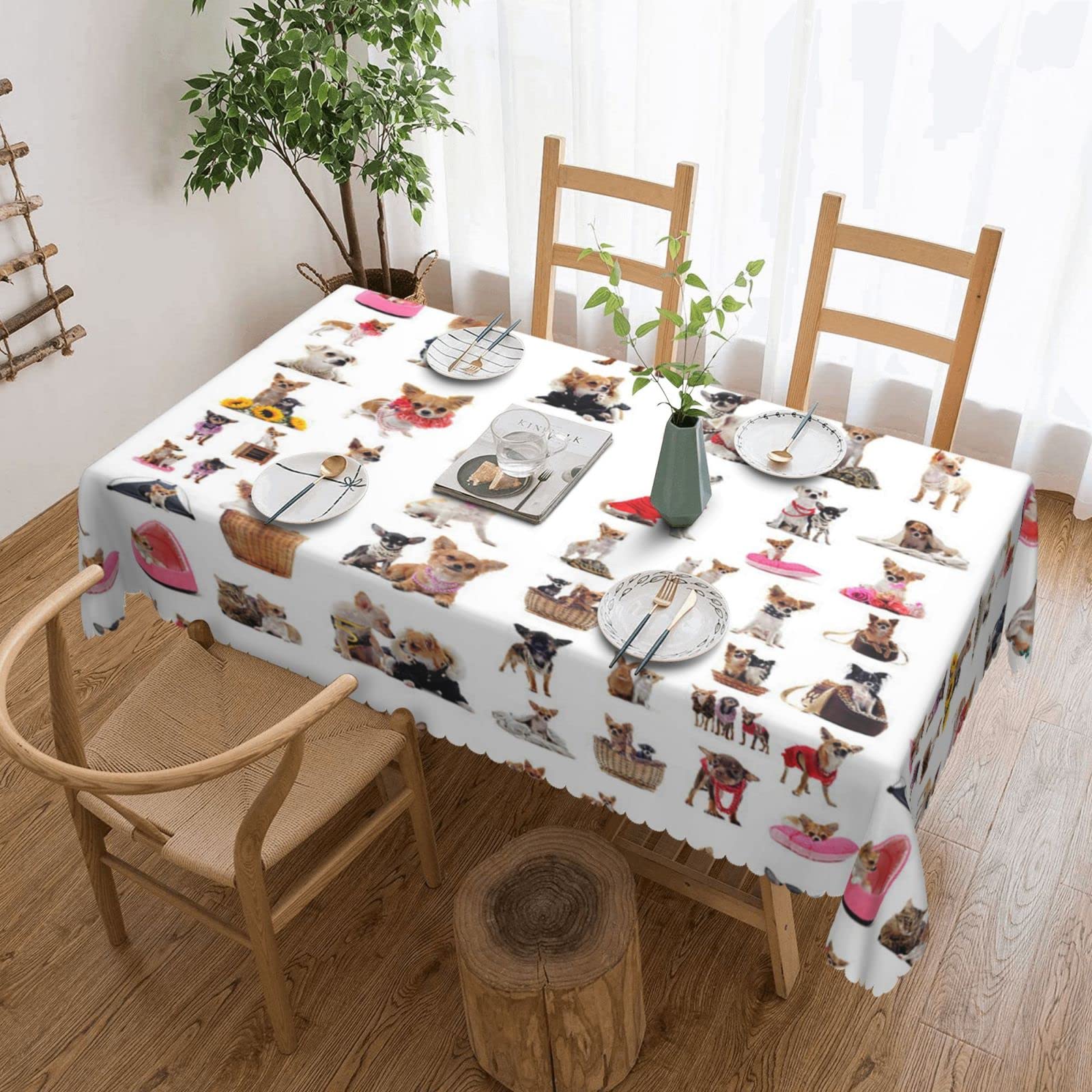 Nappe carrée carlin chihuahua 137x183 cm en polyester lavable