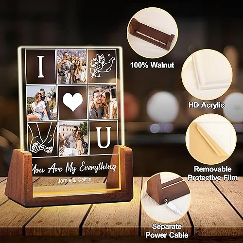 Miniatura 5 de Regalos personalizados de cumpleaños para el día de San Valentín para novio, novia, él, ella, marco de fotos personalizado con nombre de foto,