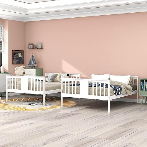 Miniatura 3 de Voohek Litera completa sobre matrimonial marco de cama de almacenamiento de madera con escalera y 3 cajones debajo se puede dividir en dos camas