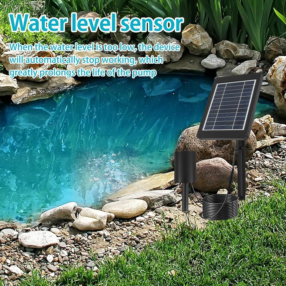 Pompa ad aria solare da 6 V 5 W con batteria da 2200 mAh per acquari, laghetti, acquari, silenzioso, sistema aeratore esterno, nero