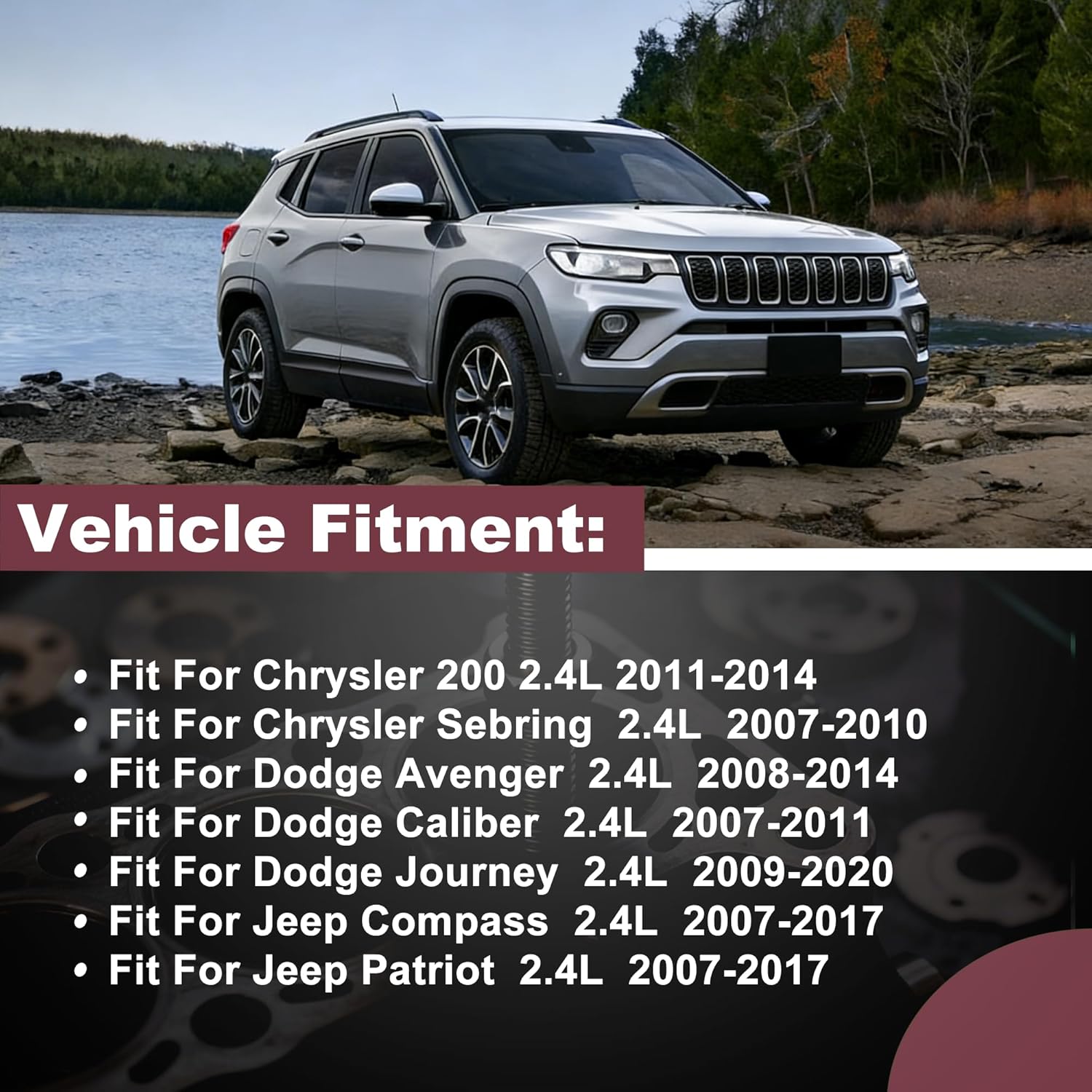 ED3 2.4 Cylinder Head Gasket Kit with Connecting Rod & Piston Ring Set Fit for Chrysler 200 Sebring Dodge Avenger Caliber Journey Jeep Compass Patriot ED3 2.4L 2007-2017 Replace# HS26332PT 5191340AA