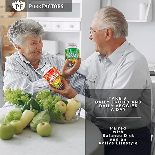 Miniatura 4 de Suplemento diario de frutas y verduras con ashwagandha, raíz de remolacha y saúco - 90 frutas y 90 cápsulas de verduras hechas con alimentos