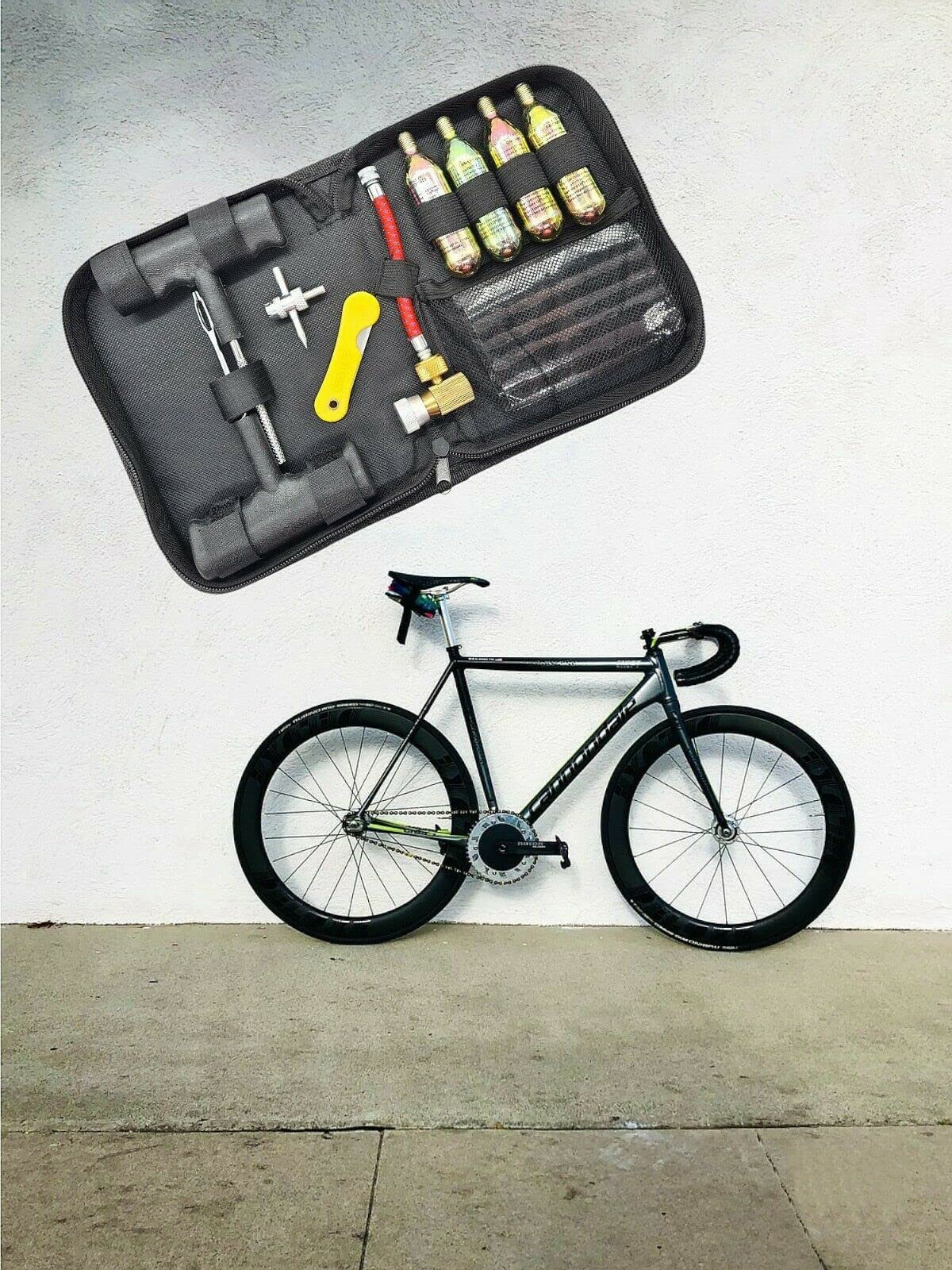 Partenopea Kit Riparazione Pneumatici Moto Portatile con 4 Bombolette CO2