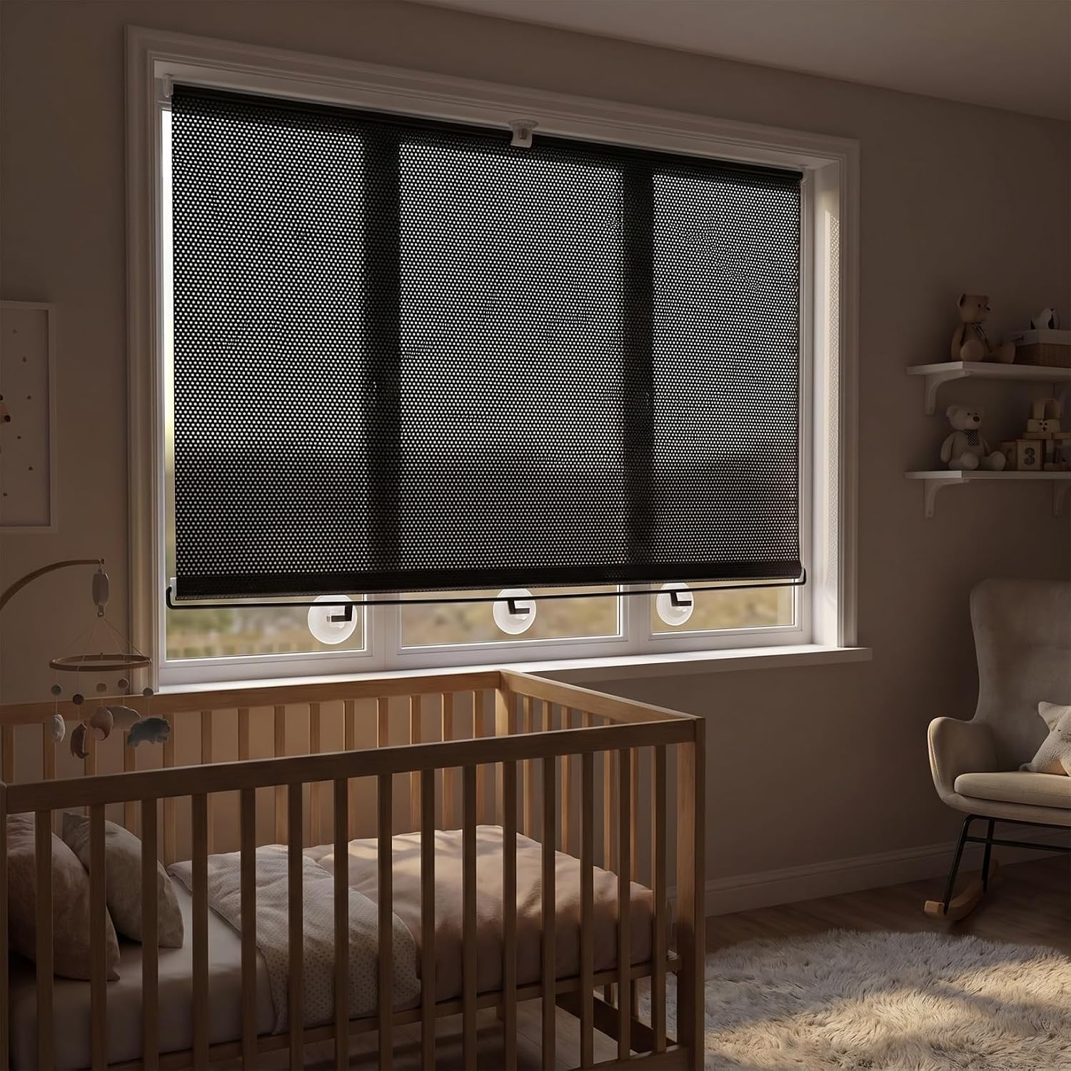 PATKAW 1 PCS Blackout Blinds No Drill, Retractable Roller Window Shades with Suction Cups, Portable Light Blocking Roller Blinds for Bedroom, Office, Nursery, RV, Car and Travel (49.12X22.79X0.39in)