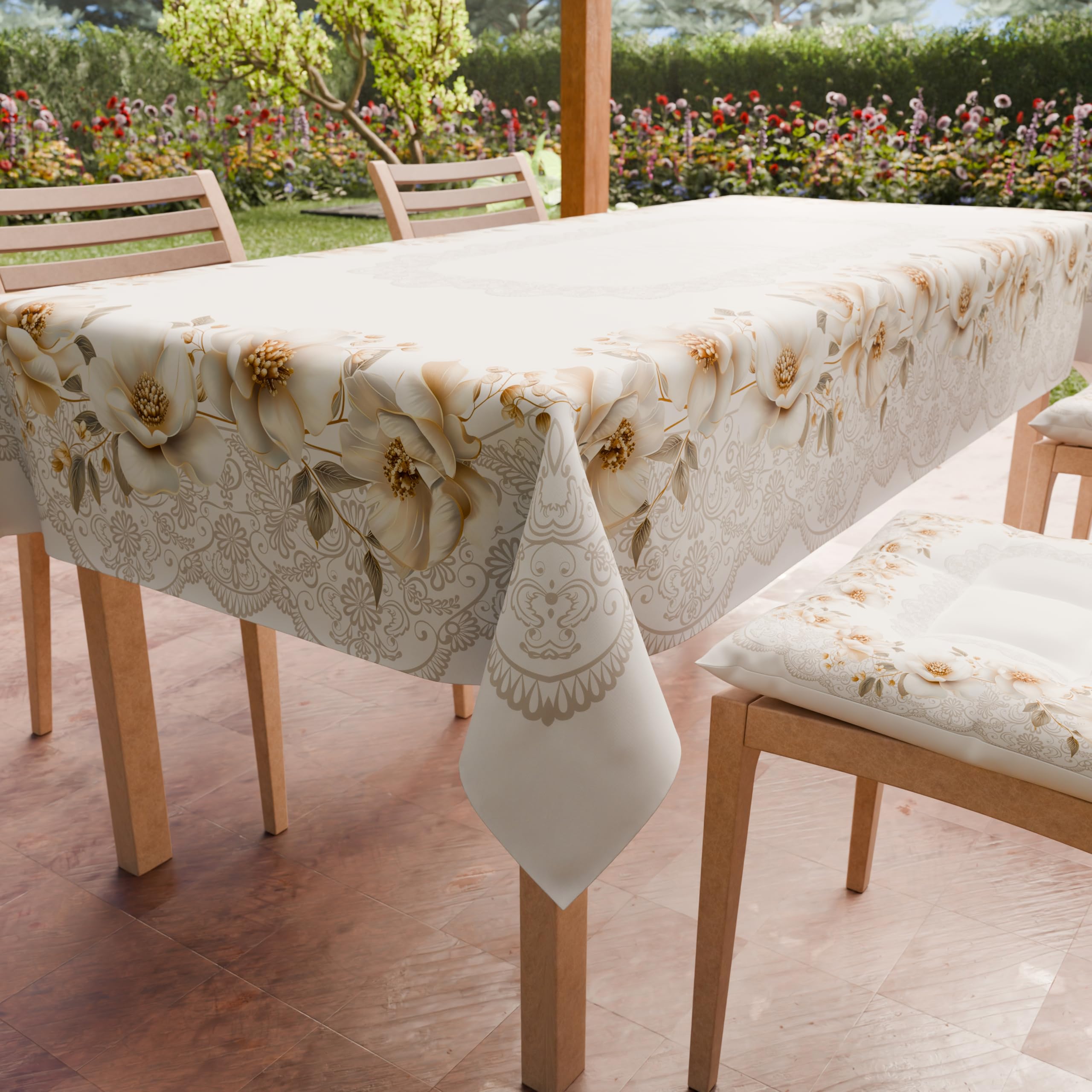 PETTI Artigiani Italiani - Stain-Resistant Kitchen Tablecloth, Magnolia, X12 Seats (140 x 240 cm), 100% Made in Italy