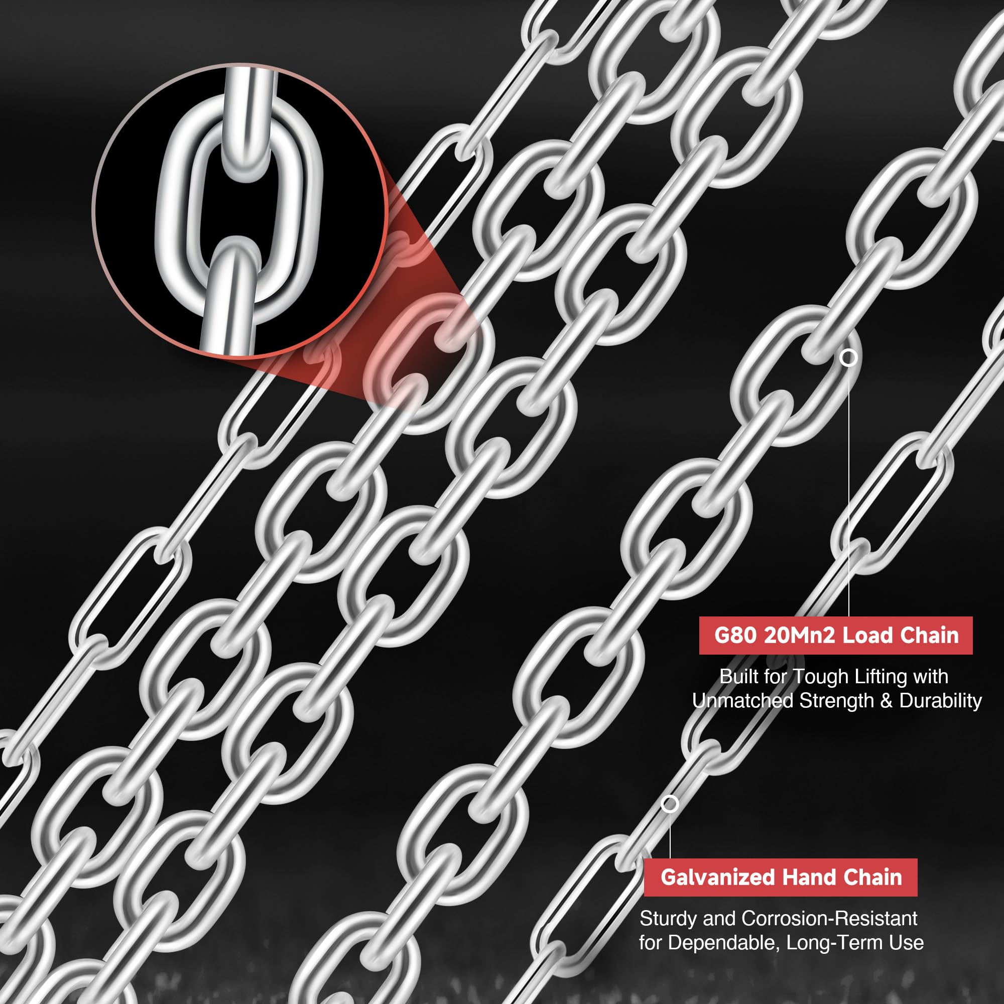 CREWORKS 1 Ton Hand Chain Hoist - Heavy Duty Lifting -4 CREWORKS 1 Ton Hand Chain Hoist - Heavy Duty Lifting -4