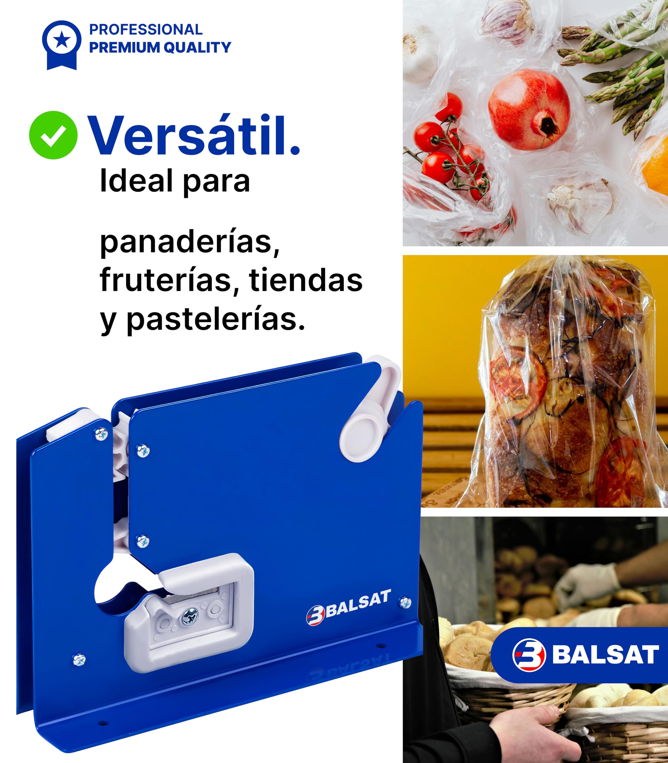 Macchina per chiudere sacchetti, colore: blu laccato + 6 rotoli rossi