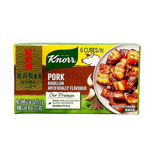 Knorr, Caldo de cerdo con sabor natural y artificial, paquete de 3, 6 cubos, 2.5 oz (72 g)