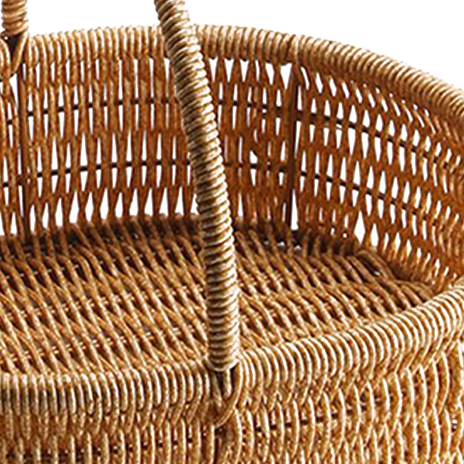 Gevlochten picknick mandje ovaal 24 x 30 x 10 cm met hengsel | Picknickmand -kopen.nl