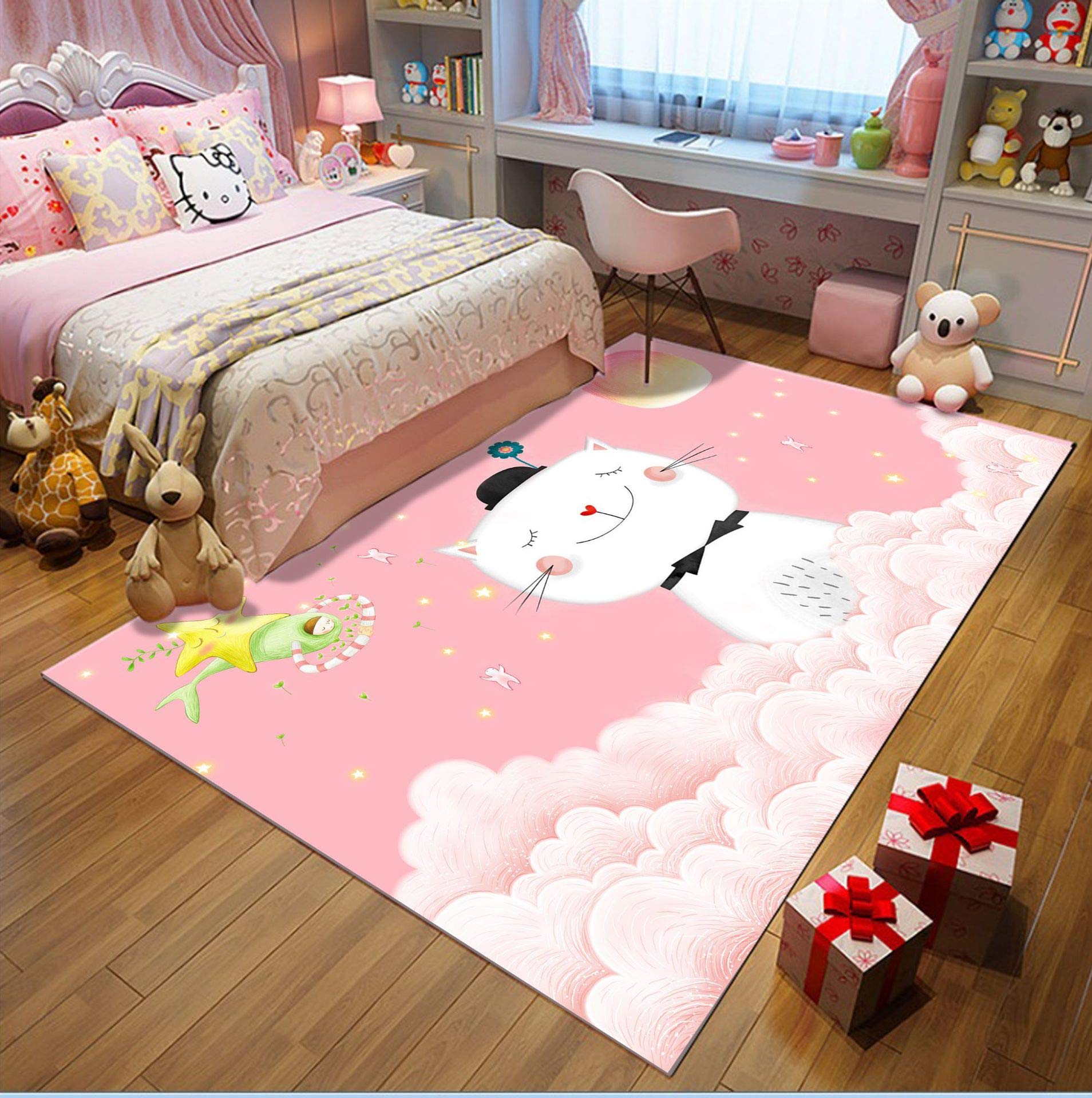 Tapis de Chambre d'enfant Marelle Doodle coloré de Dessin animé, Chambre, Salle de Jeux, Jeux familiaux.-60x180cm