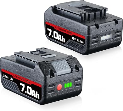 MANUFER 2 Packs 18V 7.0AH GBA Li-Ion Battery Replacement for Bosch 18V Lithium Tool Batteries, Compatible with Bosch Professional 18V Series BAT609 BAT609G BAT610 BAT611 BAT612 BAT618 BAT619 Tools