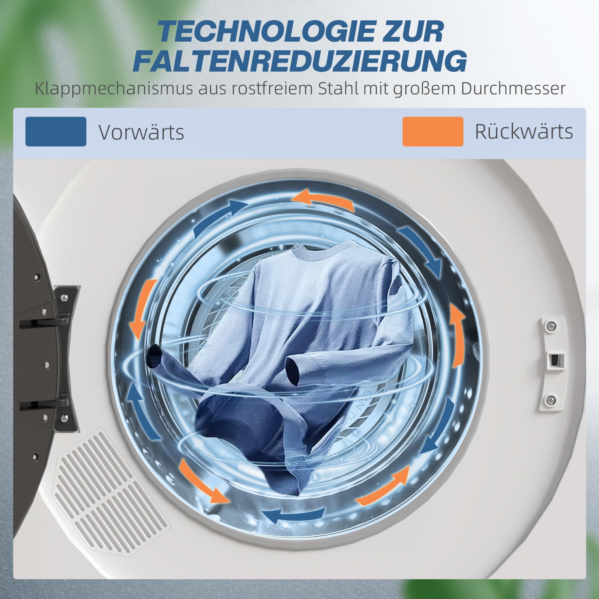 HOMCOM Mini Ablufttrockner 5kg Wäschetrockner mit Sterilisation, 6 Programmen bis zu 60℃, 1000W Trockner mit Touch-Screen, Knitterschutz, Edelstahltrommel, Extra-Trocken-Modus Weiß
