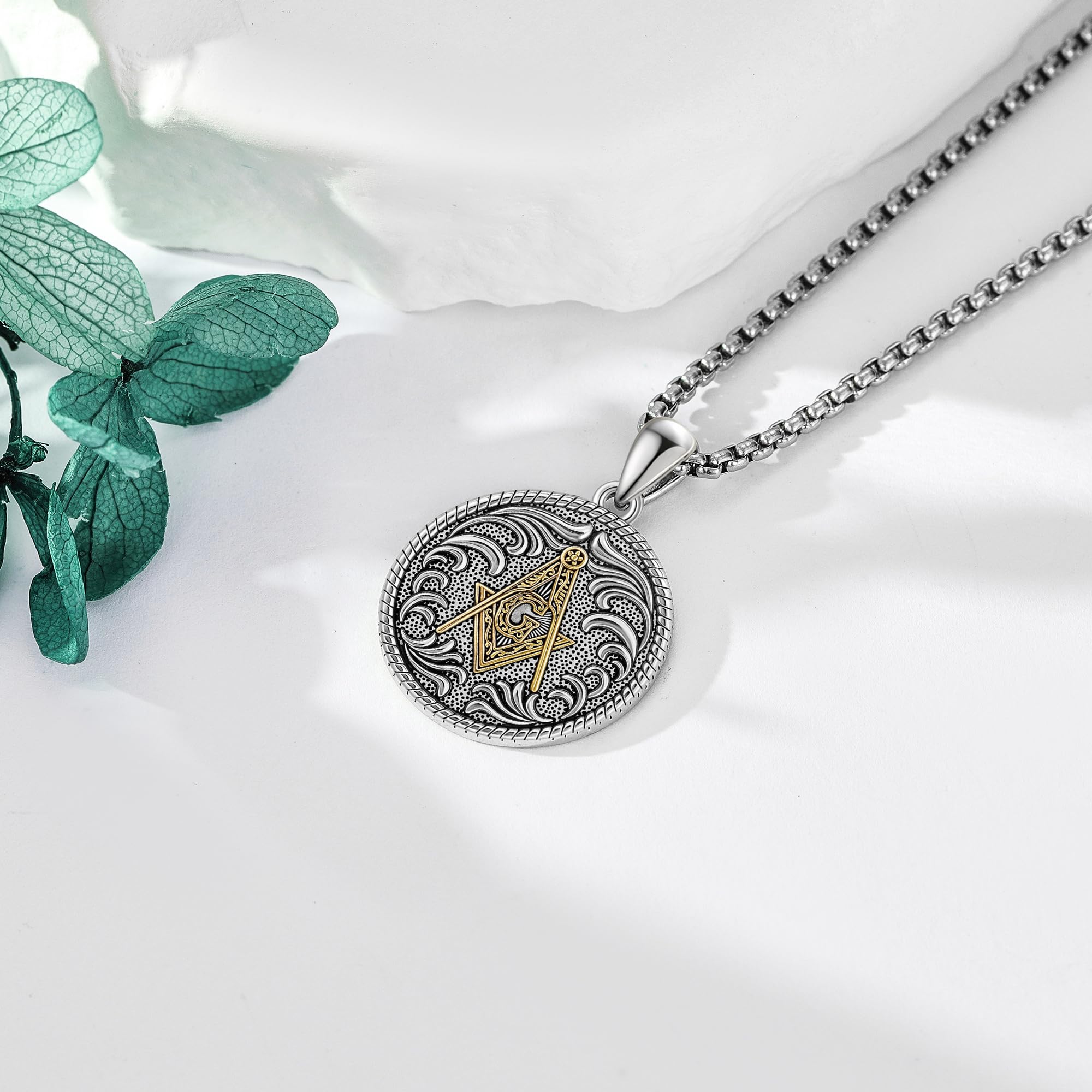 ONEFINITY Freimaurer Kette 925er Sterlingsilber Freimaurer Anhänger Freimaurer Schmuck Geschenke für Herren Damen