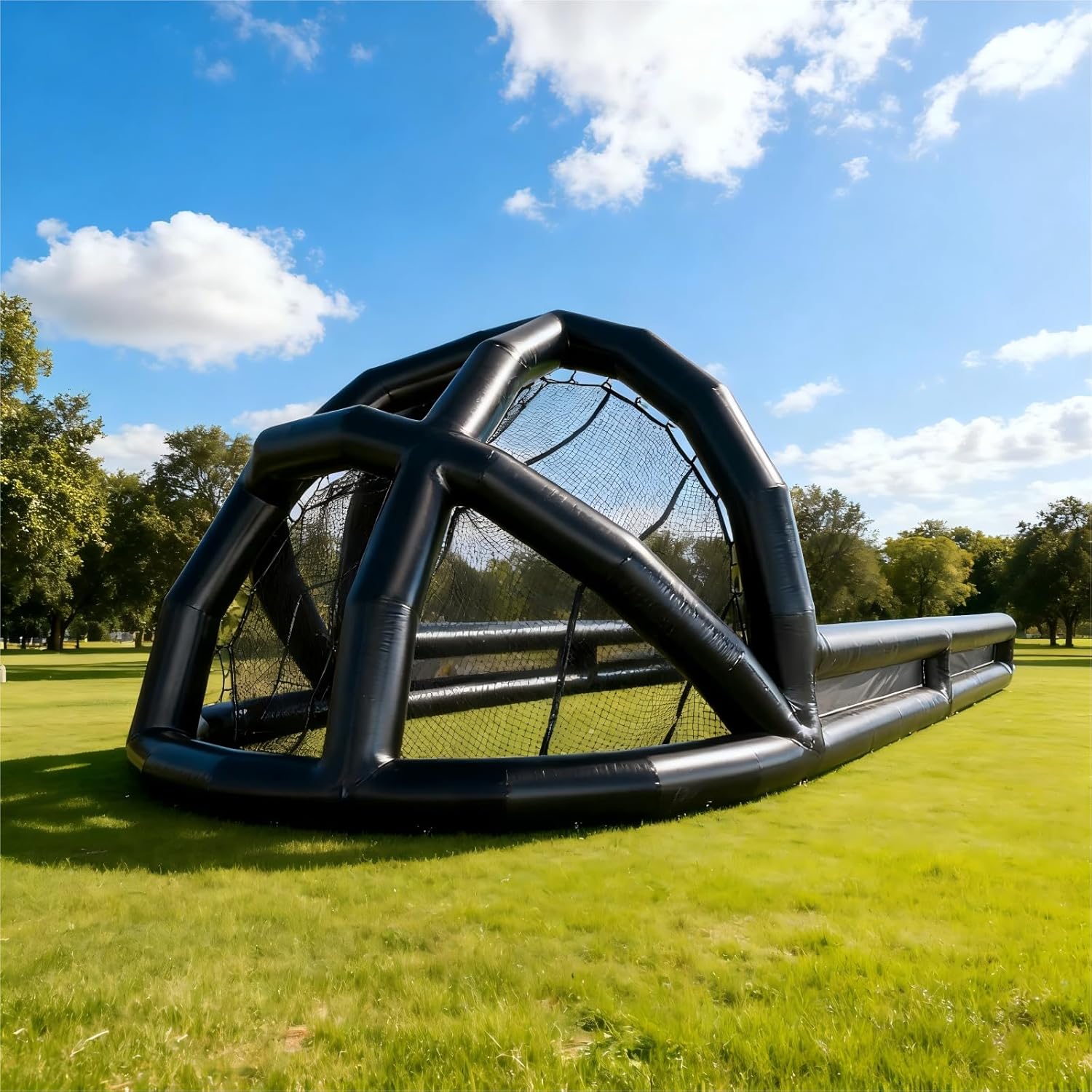 Inflatable Baseball Batting Cage, 12.2x6x4.5m PVC Batting Practice Net for Baseball Training, Outdoor Sports Equipment
