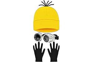 Minion Costume Set: Beanie, Goggles, Glasses, Gloves