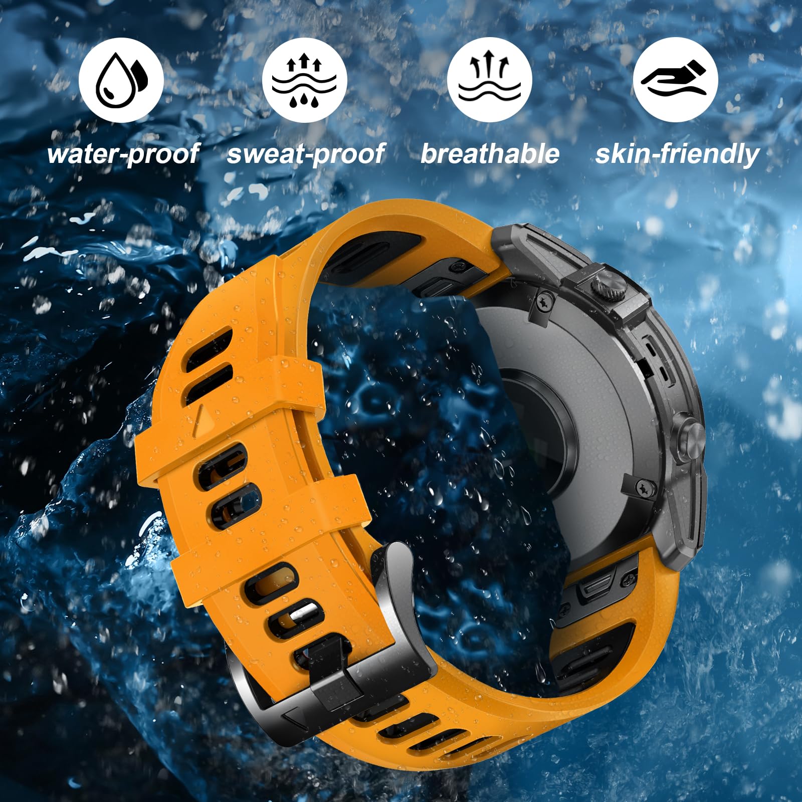 EZMVZKU 26mm Silicone Cinturino per Garmin Fenix 8 AMOLED 51mm/7X Pro/7X/6X Pro/6X/5X Plus/5X/3 HR,QuickFit Sportivo Cinturino Ricambio per Enduro 3/2/Epix Pro/Tactix 8/Descent Mk31 51mm/Descent Mk2i
