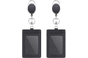 Premium Leather ID Badge & Retractable Reel Combo (2-Pack)