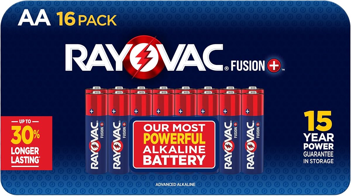 Rayovac Fusion AA Batteries (16 Pack), Double A Alkaline Batteries
