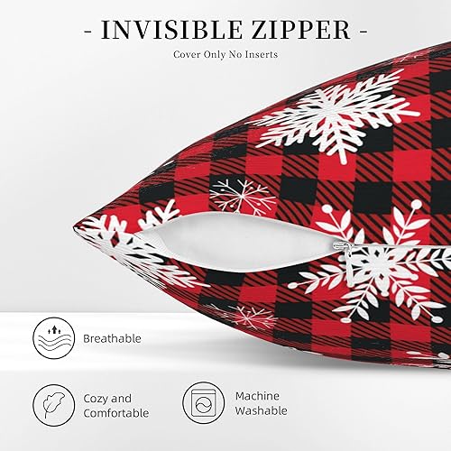 Miniatura 9 de SHAPTOY Juego de 2 fundas de almohada rojas para árbol de Navidad de 18 x 18 pulgadas, fundas decorativas de invierno para exteriores, fundas de