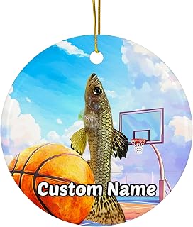 Funny Personalized Snake Skin Guppy Basketball Ornament – Custom Pet Christmas Tree Decoration, Unique Tvvinkle