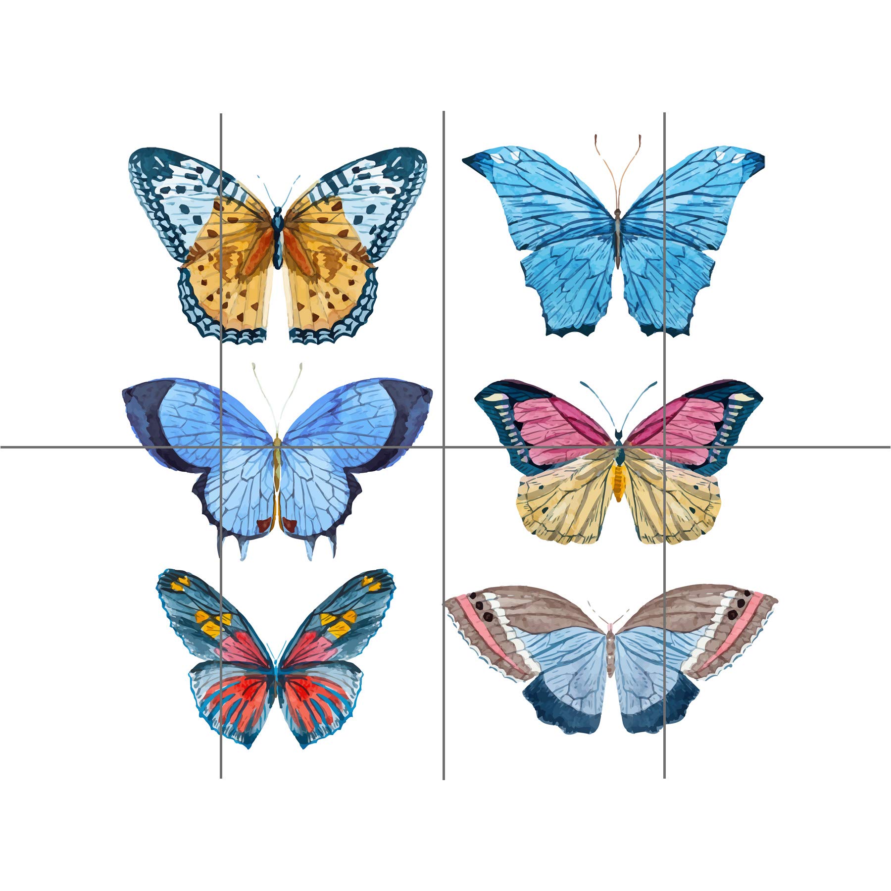 Artery8 Butterflies Watercolour XL Giant Panel Poster (8 Sections)