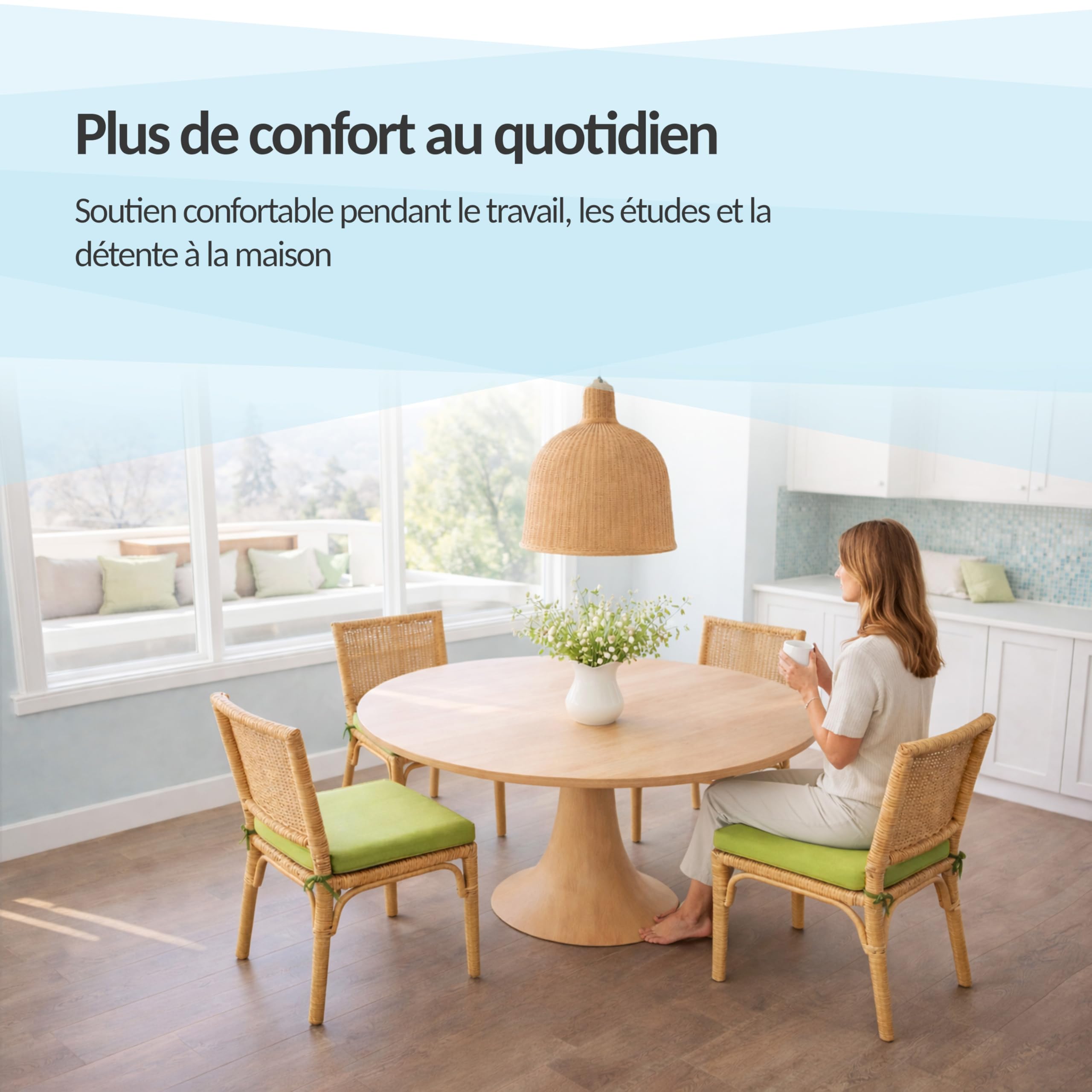 POKAR Coussin de Banc 150x50 cm | Housse Amovible et Liens Antidérapants | Galette d'Assise pour Banc de Jardin, Balancelle et Chaise | Intérieur et Extérieur | Oeko-TEX | Fabriqué en UE | Beige