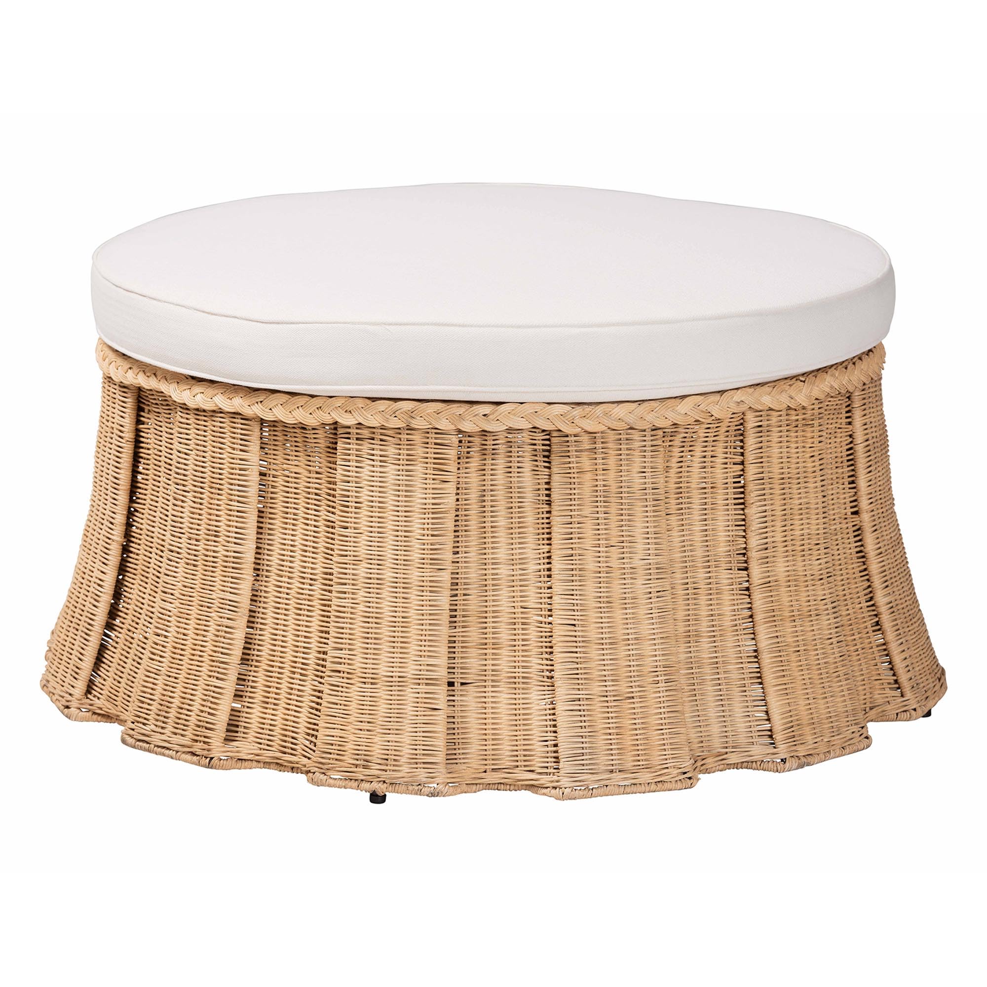 Amazon.com: Bali & pari Ying Round Natural Rattan Ottoman with
