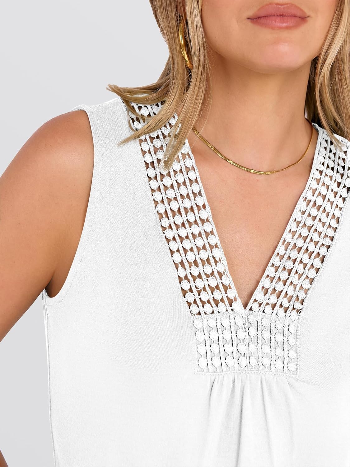 ANRABESS Womens Tank Tops Summer V Neck Loose Sleeveless Camisole 2026 Spring Crochet Insert Dressy Casual Blouses Vest Shirt - Image 2