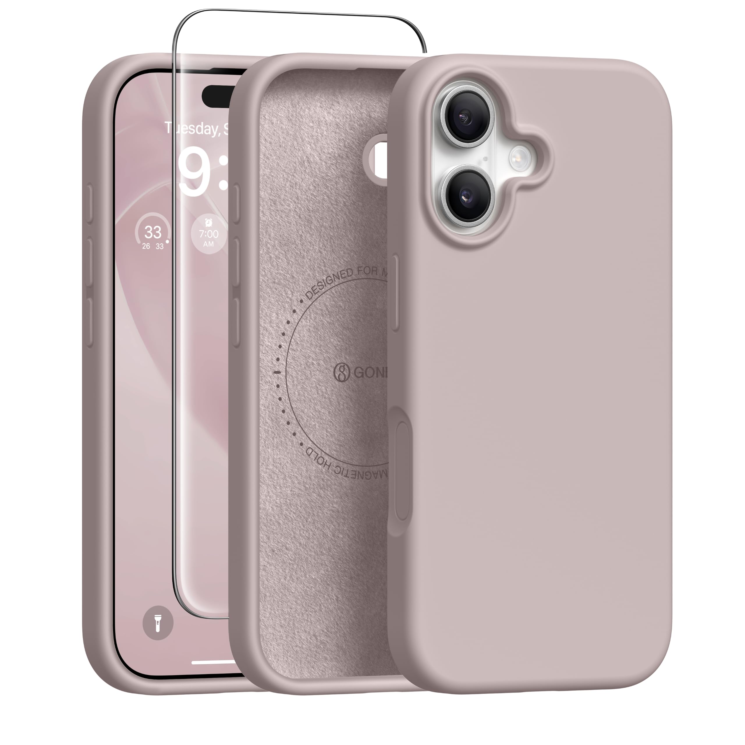 GONEZ Magnetic for iPhone 16 Case, Silicone Cover Light Taro