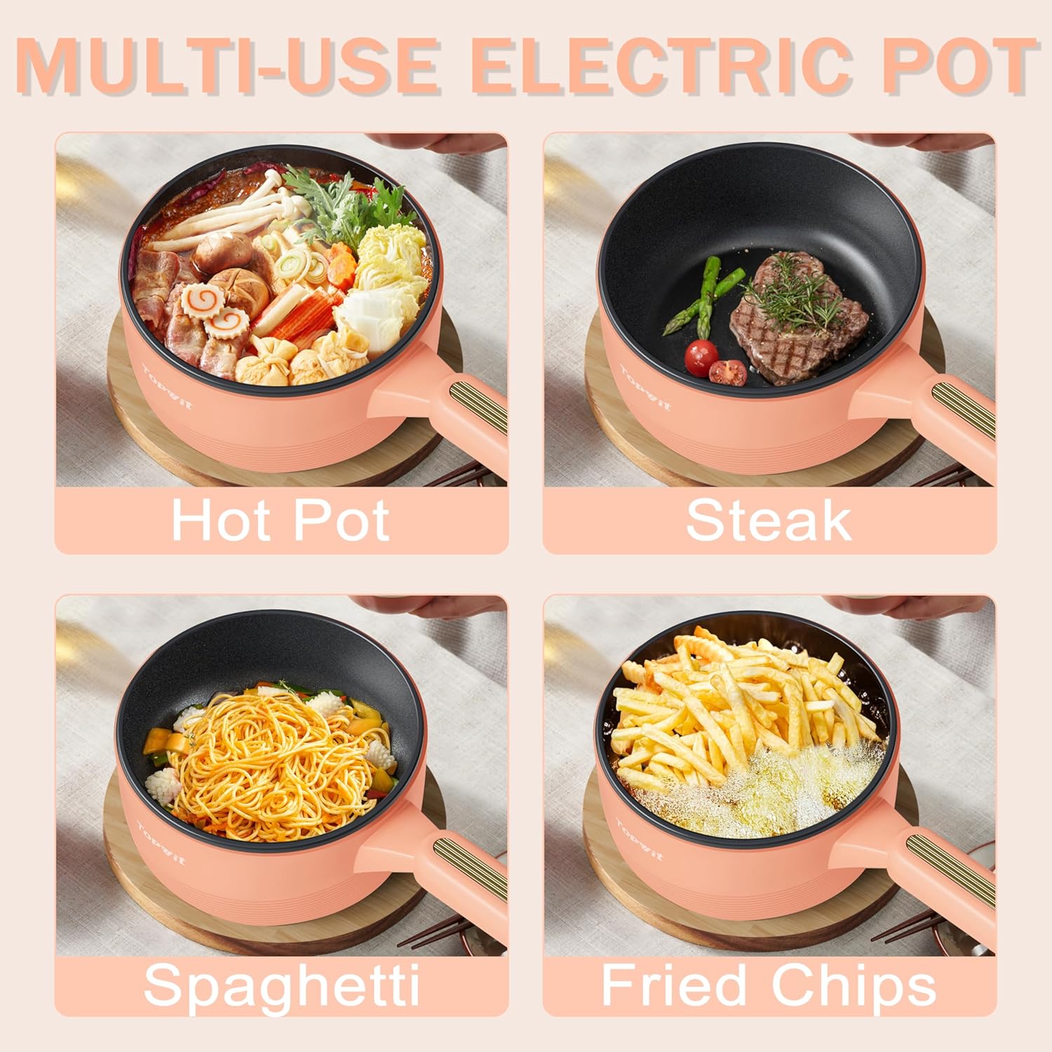 TOPWIT Electric Hot Pot cooking various dishes