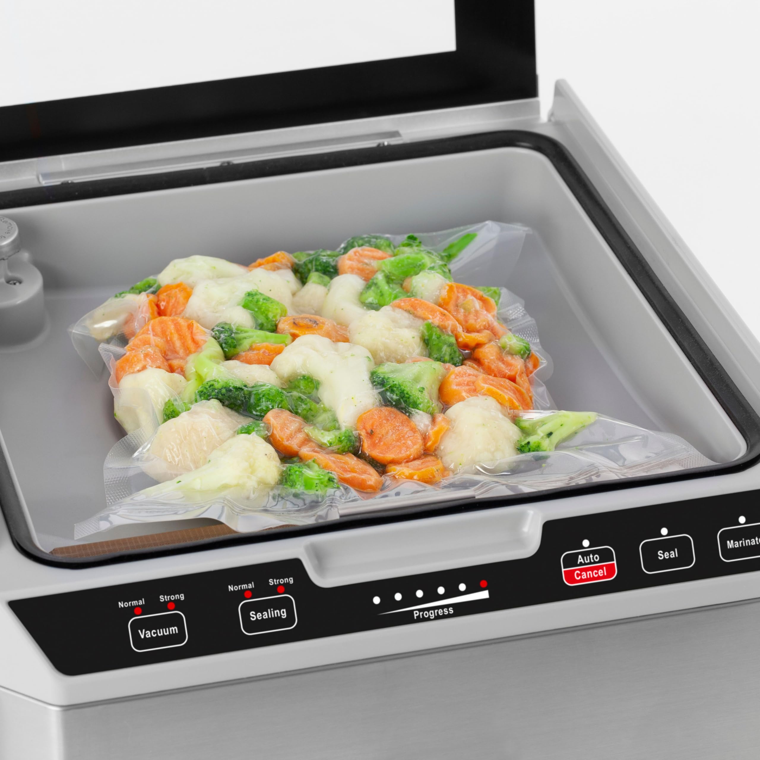 CASO VacuChef 40 - Macchina sottovuoto professionale compatta a camera per alimenti, aspirazione potente da 70 L/min, capacità di 3 litri – acciaio inox