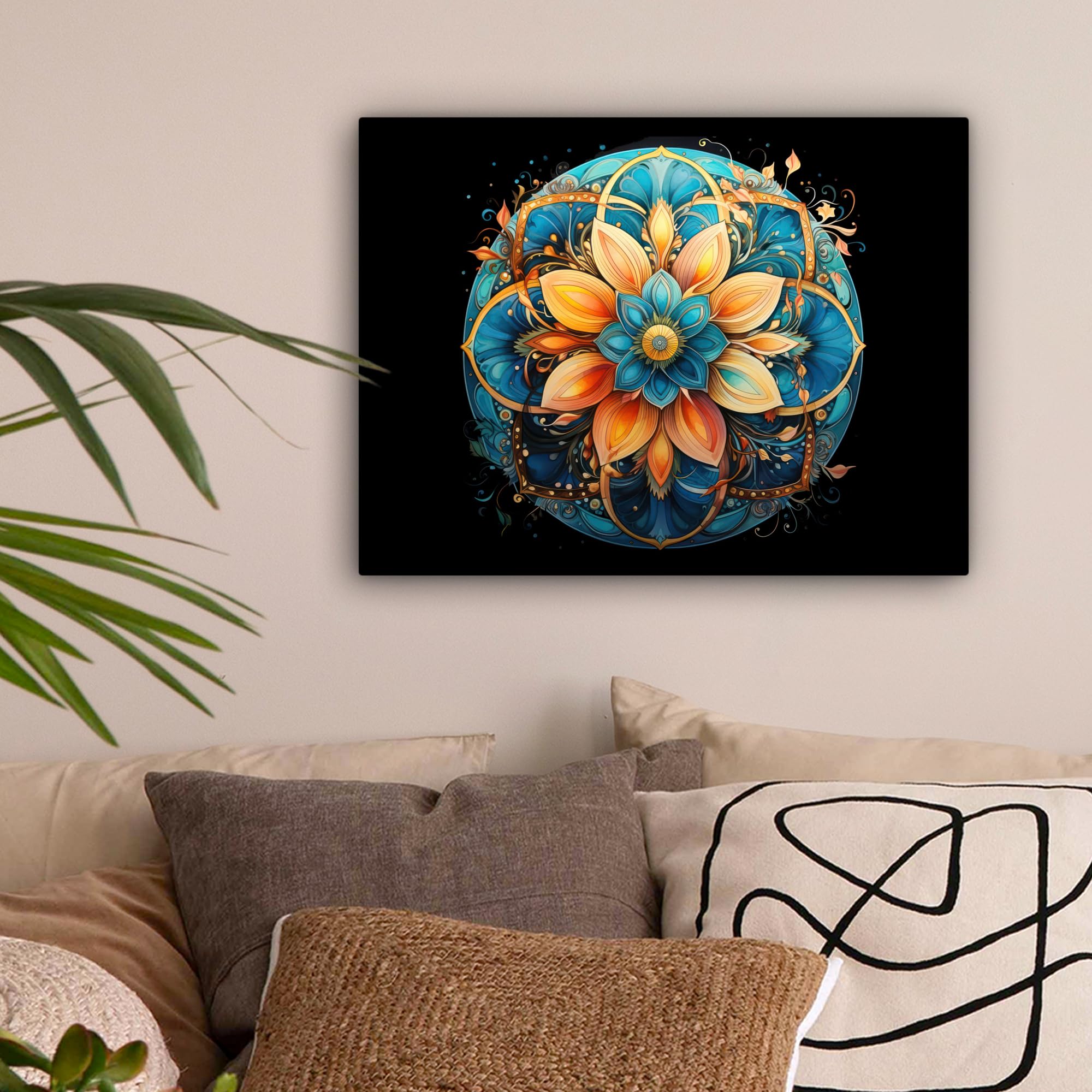 MuchoWow© Quadri su Tela 120x80 cm Foto Quadro Moderno Soggiorno Canvas Decorazioni Camera da Letto Mandala - Colori - Nero - Fiori MuchoWow© Quadri su Tela 120x80 cm Foto Quadro Moderno Soggiorno Canvas Decorazioni Camera da Letto Mandala - Colori - Nero - Fiori