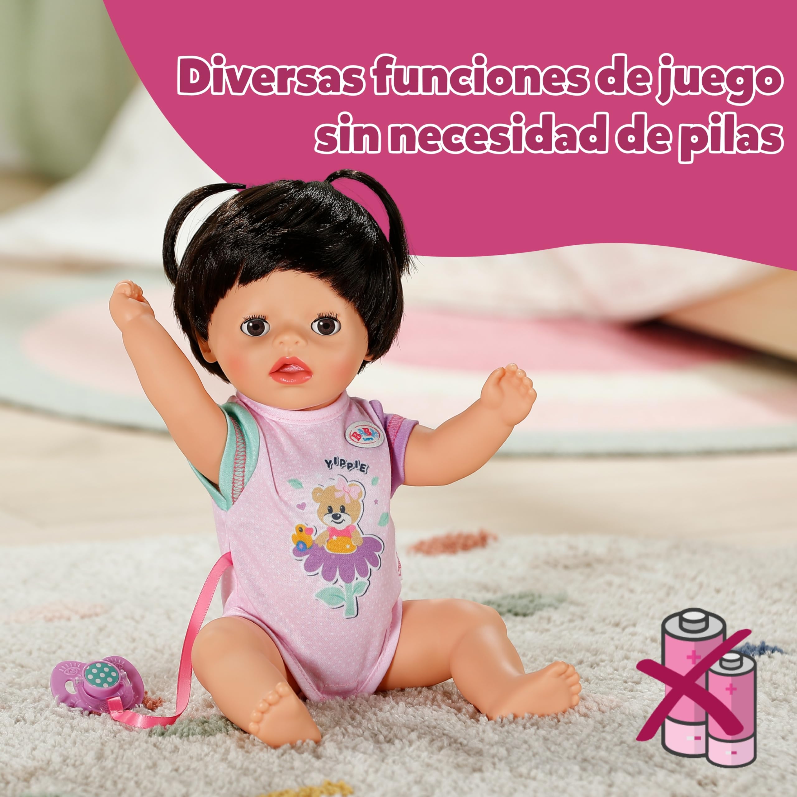 BABY Born Amy – Muñeca de 36 cm – Muñeca bebé con 7 Funciones para niños pequeños a Partir de 1 año – Funciona sin Pilas – Incluye Accesorios y Pelele