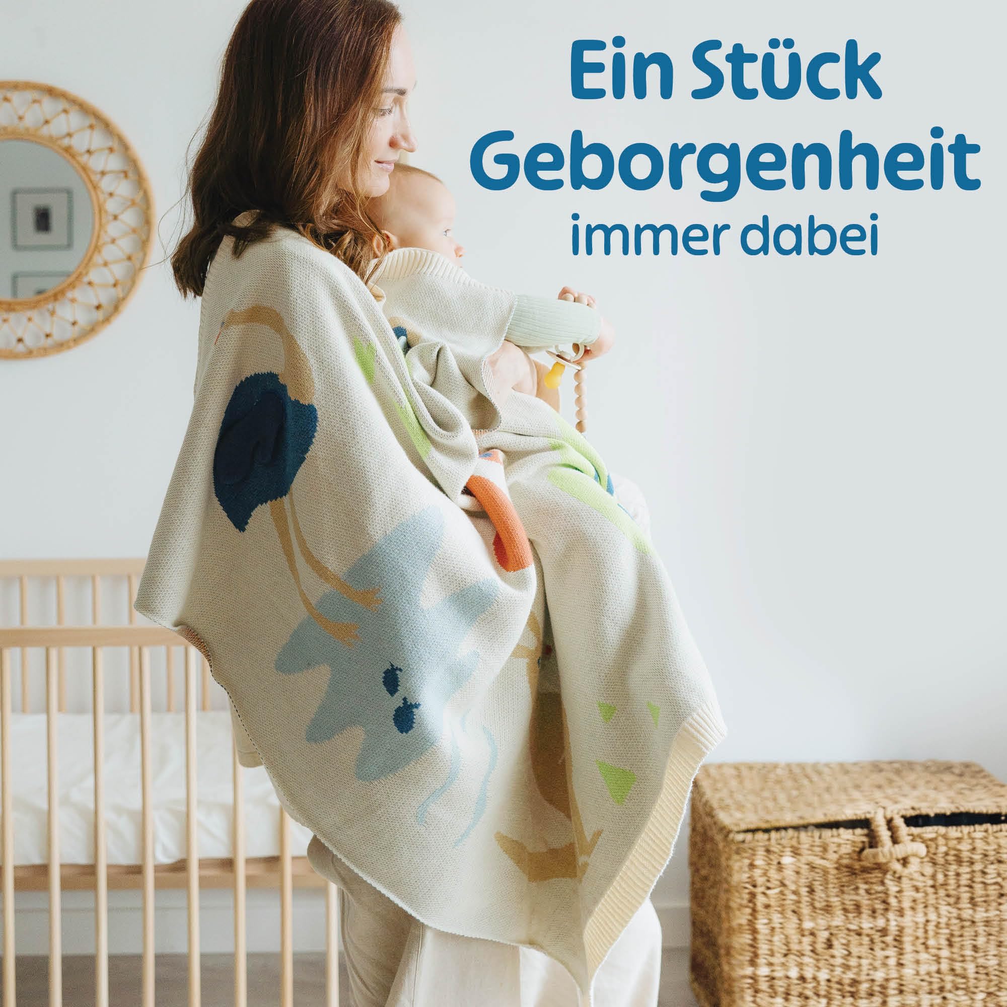 Merle Toys® Manta para bebé de algodón, 100 % orgánico, con certificación GOTS & Oeko-Tex, manta de punto para recién nacidos, regalo de nacimiento para niñas y niños, manta para bebé, amigos de