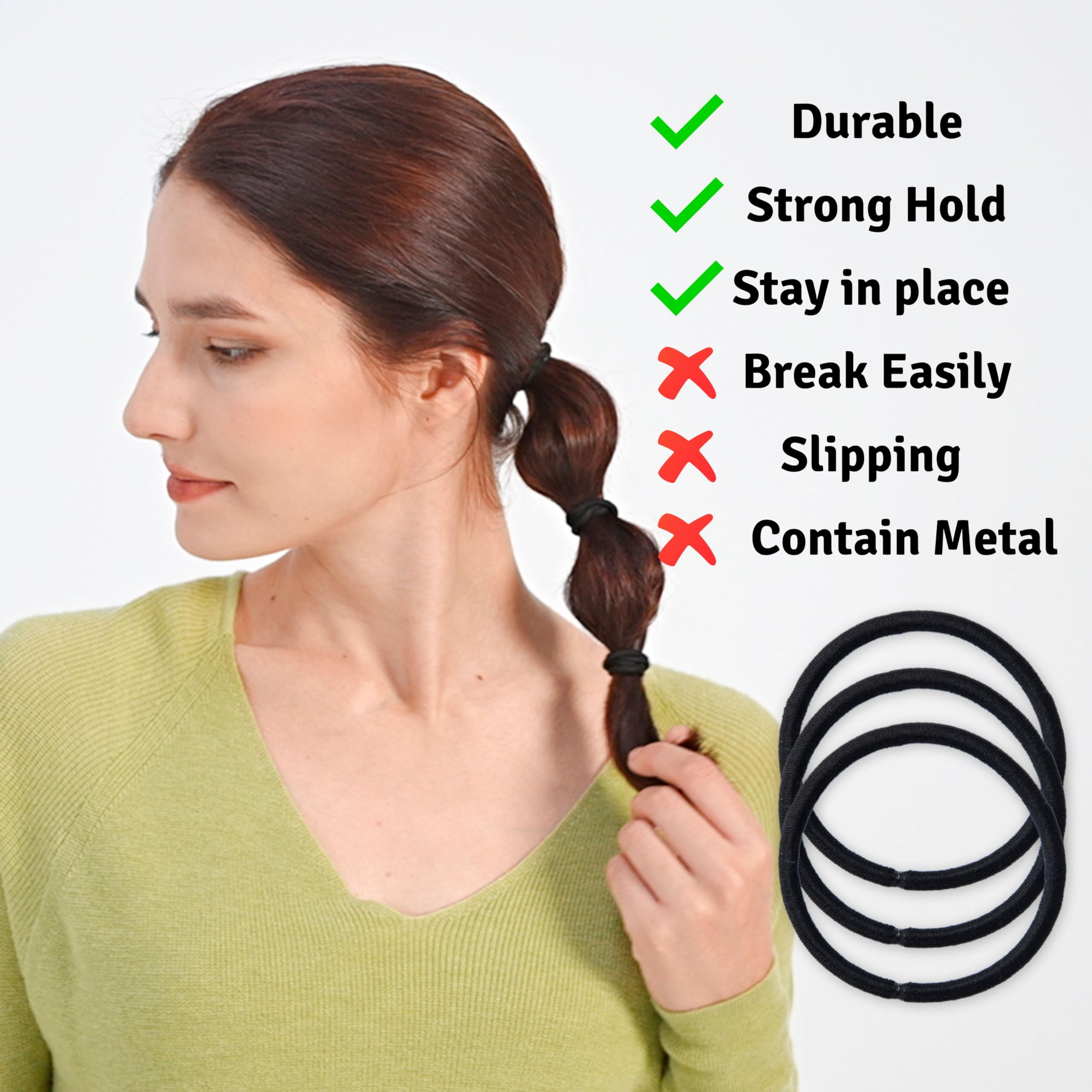 The Chic Way 40 Pcs Hair Bobbles, Elastic Hair Bands, Black Hair Ties, 4mm, 40 count (Pack of 1) - Image 2