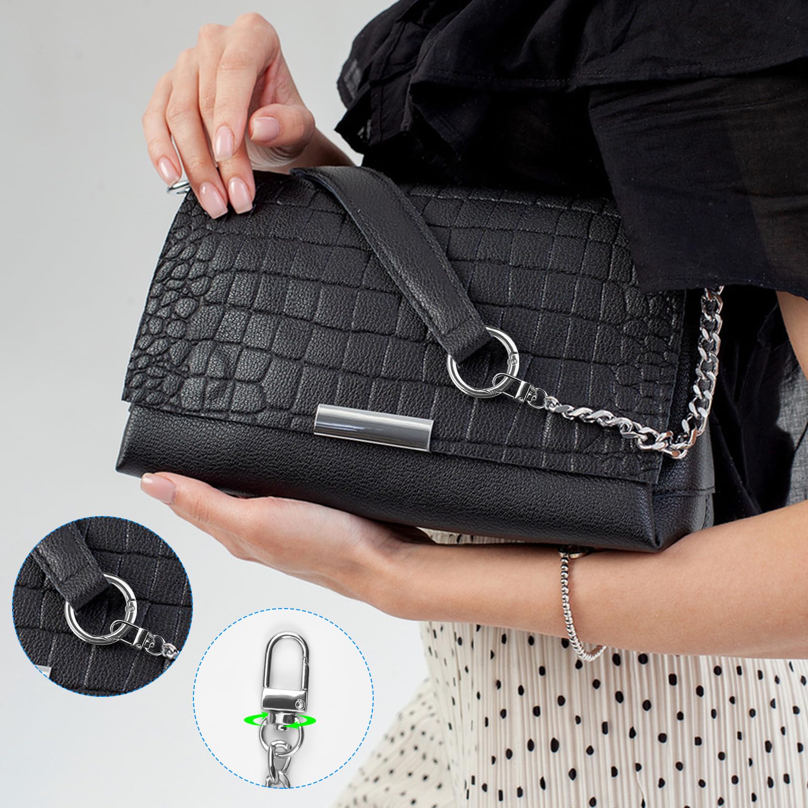 Chaîne Sac à Main Argent 120cm - Sangle Amovible Avec Crochet | Style Élégant & Polyvalent