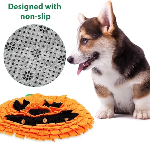 Miniatura 6 de Alfombrilla de olfateo para perros, tapete de alimentación de calabaza para mascotas, tapete de Halloween para olfatear gatos, perros, juguetes