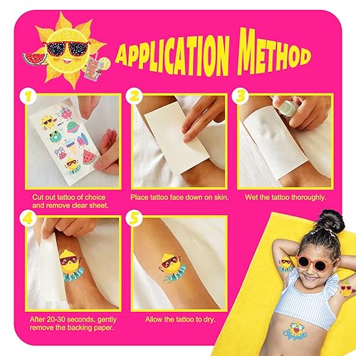 Miniatura 7 de 10 hojas de tatuajes temporales de frutas con purpurina de verano para niños, calcomanías impermeables de seguridad con purpurina, decoraciones de