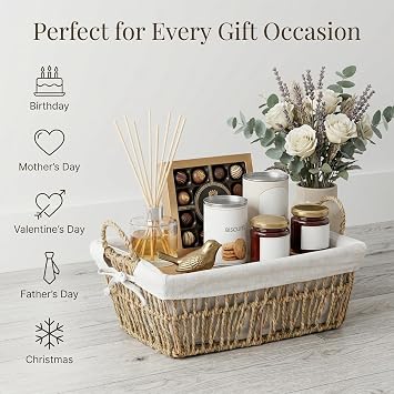 Wickerfield 3PCS Hamper Basket with Handle, Woven Wicker Basket, Paper Rope and Seagrass Storage Baskets (Seagrass)