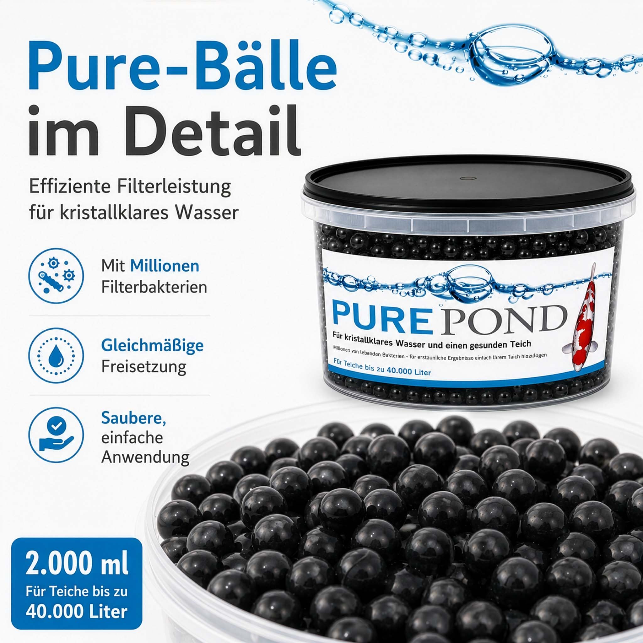 Evolution Aqua Pure Pond 2000 ml sfere in gel per rilacio batteri in laghetti fino a 40000 l