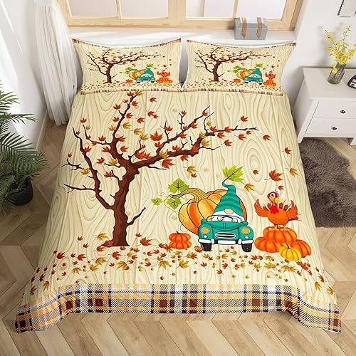 Juego de ropa de cama de otoño para niños y niñas, regalos para el día de Acción de Gracias, funda de edredón tamaño individual, funda de edredón