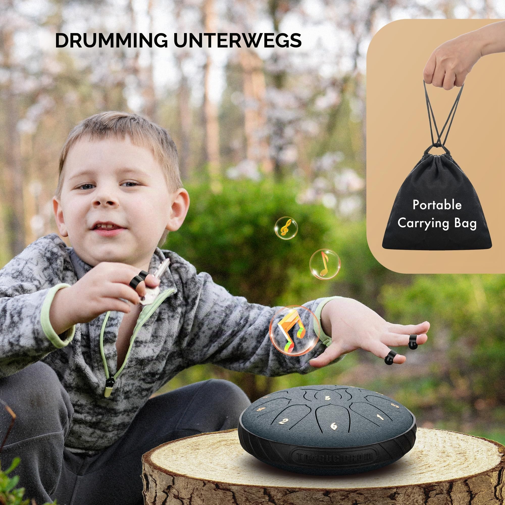 CAHAYA Steel Tongue Drum 6 Zoll 11 Töne: Zungentrommel Schlagzeug Anfänger, Handpan mit Notenbuch, Trommelstöcken, Steel Pan Töne Drum Schlaginstrument für Meditation Yoga, Dunkelblau CY00373-1