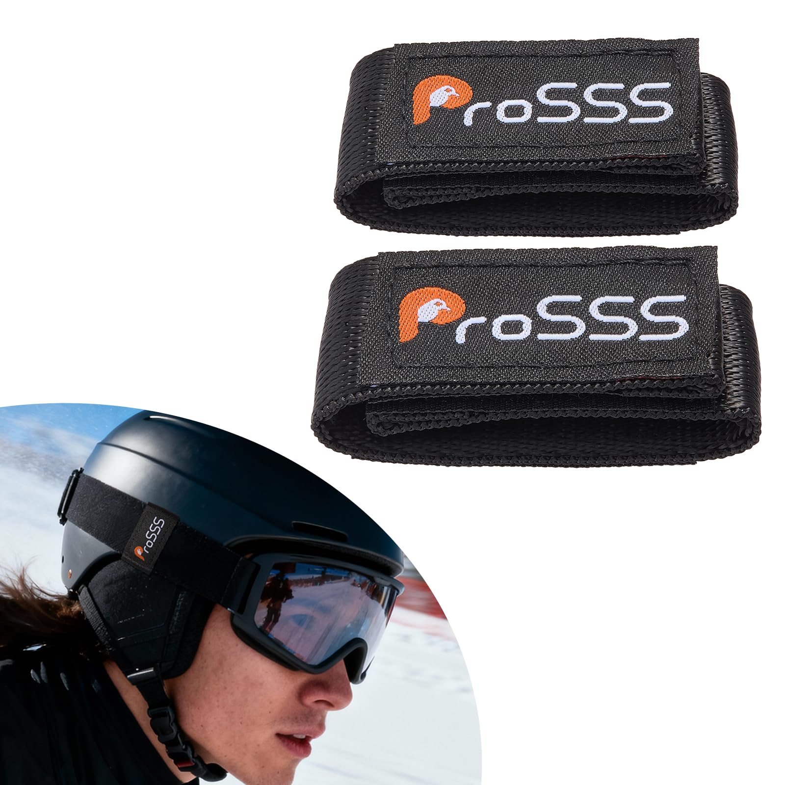 Ski Helmet Goggle Strap Retainer, Adjustable Hook & Loop Clip with 3M Adhesive, Fits 1.5”…