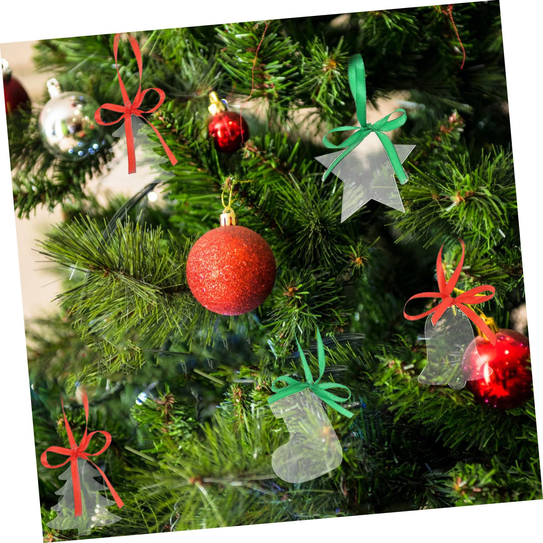 PRETYZOOM 100stücke Teiliges Transparente -weihnachtsanhänger Für Weihnachtsbaum Und Dekoration Weihnachtsdeko Für Innen Und Außenbereich Glänzende Hängende Ornamente Für