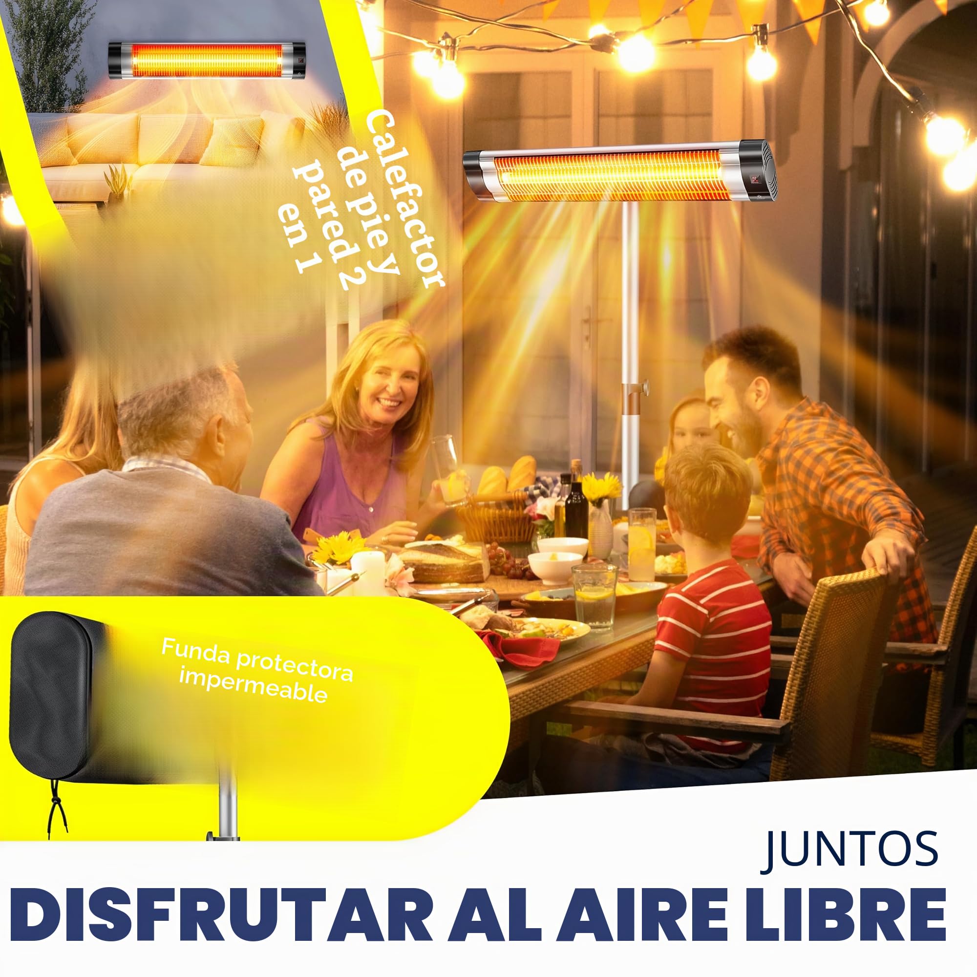 KESSER® Radiador de Infrarrojos, Calefacción Radiante, Trípode Telescópico Ajustable en Altura, Calefacción Radiante para Mesa de Cambiar Pañales, 2500W Con Control Remoto (Plata)